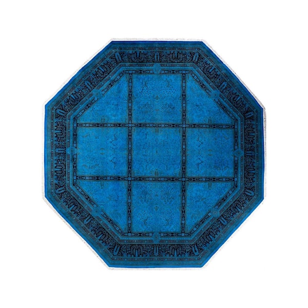 Chloe & Olivia Home Contemporary Blue 10 ft. x 10 ft. Hand Knotted Overdyed Area Rug