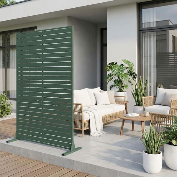 1-Piece 72 in. x 47 in. Outdoor Metal Privacy Screen for Patio, Rectangle Green Weather-Resistant Decorative Art Panel