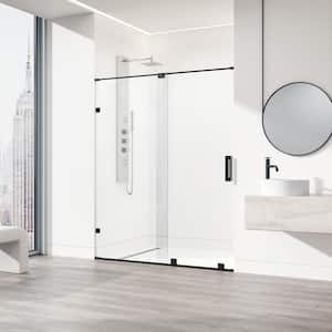 Ryland 58 in. x 60 in. x 73 in. Frameless Sliding Shower Door in Matte Black with Clear Glass