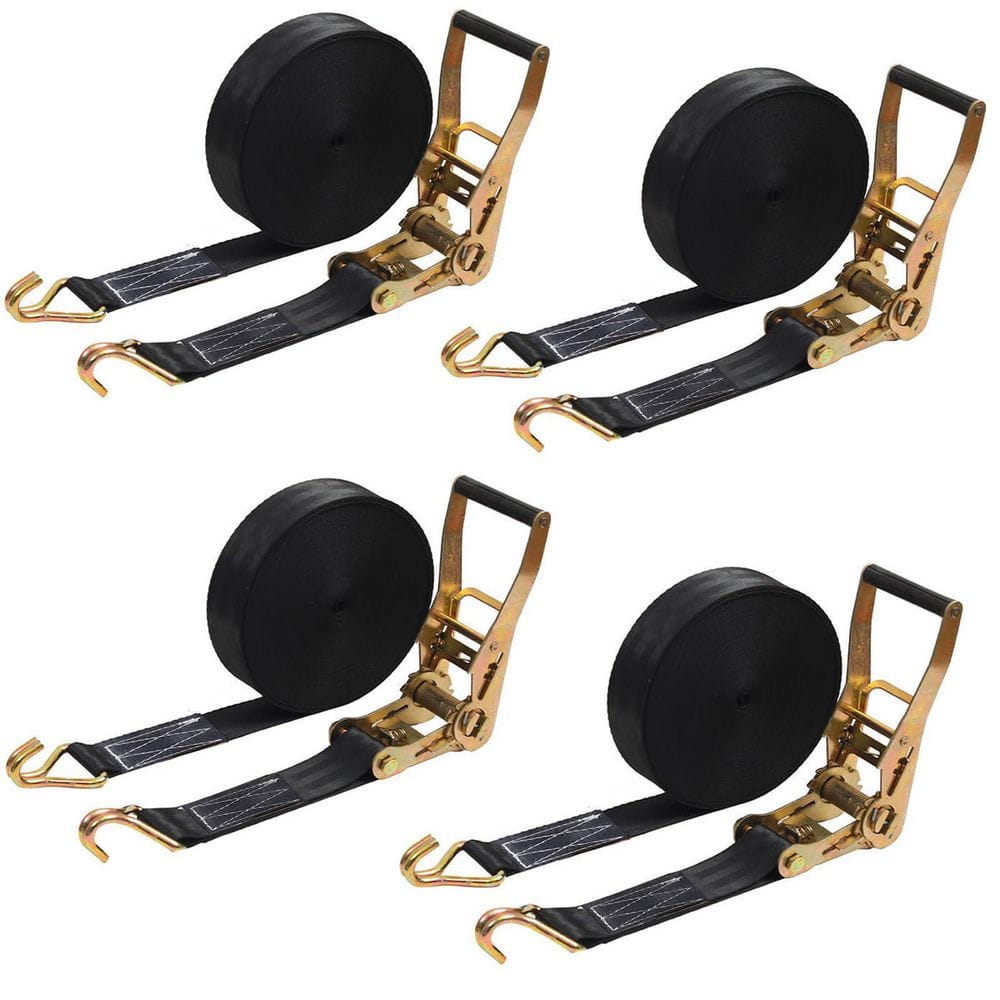 2 in x 27 ft Ratchet Tie Down Strap with Double J Hook 8000 lbs Break Strength Heavy Duty Cargo 4 Pack price history on PriceWatchPro