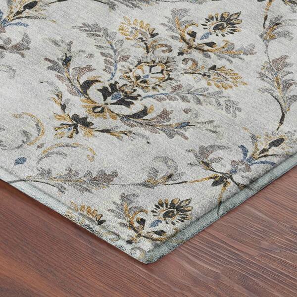 Mayfield Premium Machine Washable Abstract AMF2325 Silver 10 ft. x 14 ft. Area Rug