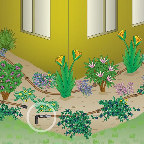 Landscape Dripline Watering Kit with 18 in. Spacing and 1/2 in. Riser Conversion