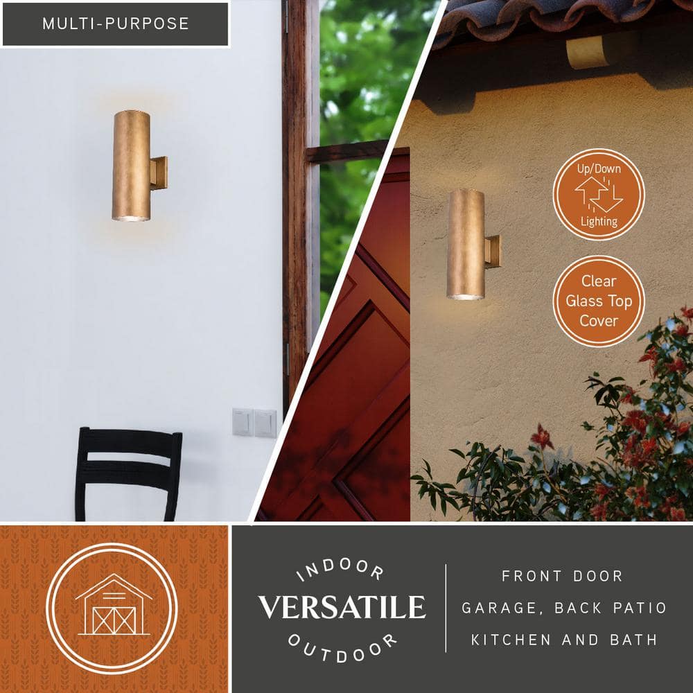 Chiasso Warm Brass Cylinder Dimmable Outdoor Sconce