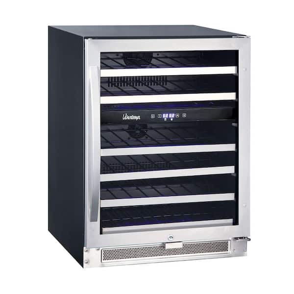 VINOTEMP Connoisseur Series 46-Bottle Dual-Zone Wine Cooler in. Stainless