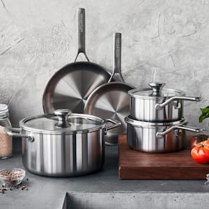 Tri-Ply Stainless Steel Induction 8 Piece Cookware Pots and Pans Set