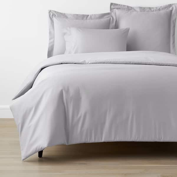 Company Cotton Gray Mist Solid 300-Thread Count Wrinkle-Free Sateen King Duvet Cover