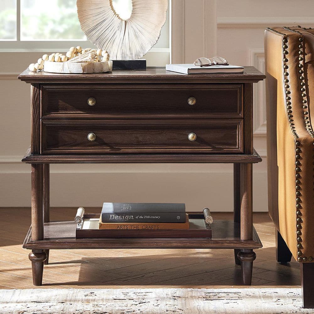 Constantin Walnut 1-Drawer 28.4 in. W Nightstand with Built-In Outlets and USB Ports price history on PriceWatchPro