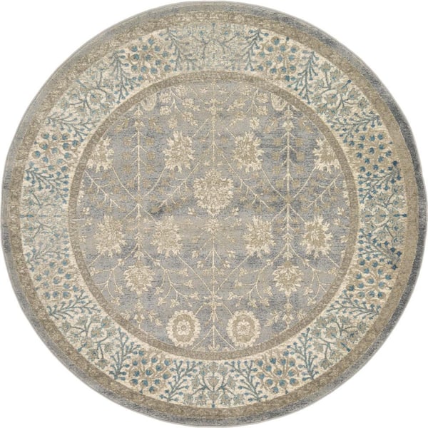 Unique Loom Salzburg Gneis Gray 6' 0 x 6' 0 Round Rug 3124852 The