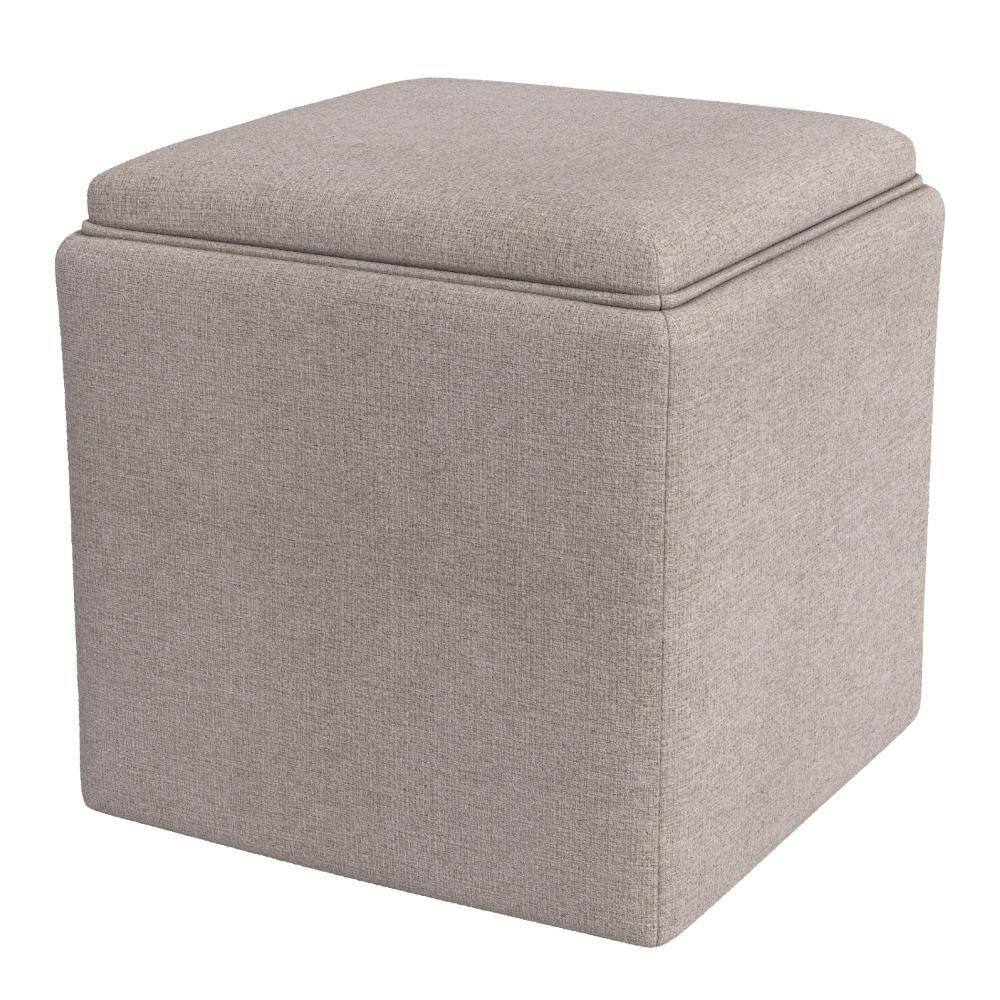 Soa Brown Fabric Square Storage Ottoman