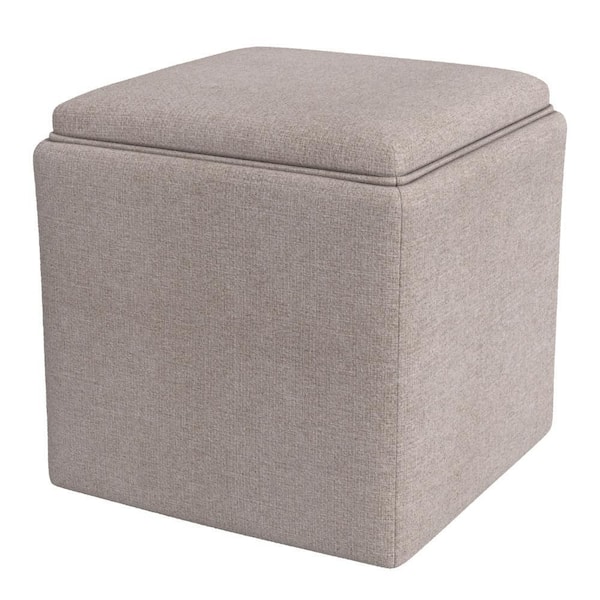 Soa Brown Fabric Square Storage Ottoman