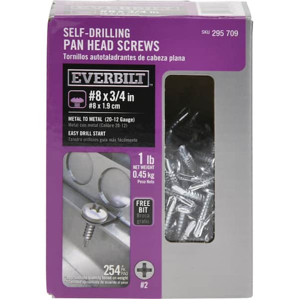Everbilt #8 3/4 in. Phillips Pan-Head Self-Drilling Screw 1 lb.-Box (335-Piece)
