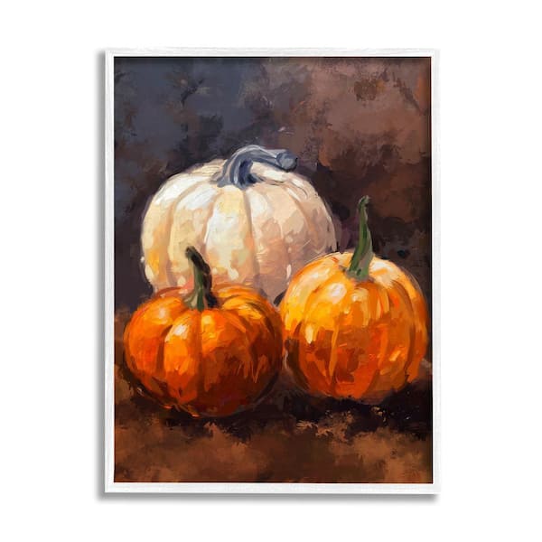 Stupell Industries Pumpkin Painting Still Life by Ziwei Li 1 Piece Framed Graphic Print Food Poster Art Print 30 in. x 24 in.