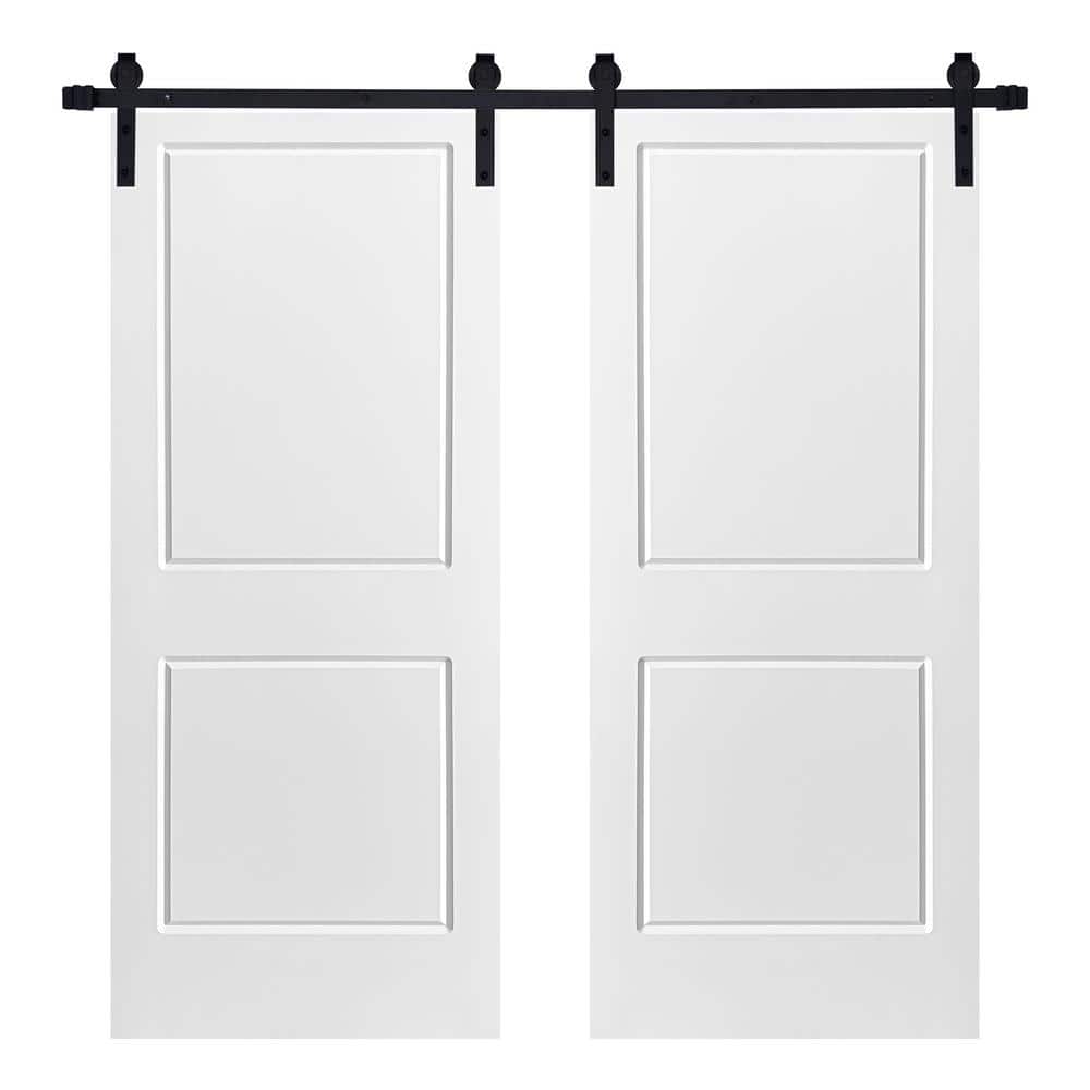 Modern 2-Panel Designed 60 in. x 84 in. MDF Panel White Painted Double Sliding Barn Door with Hardware Kit price history on PriceWatchPro