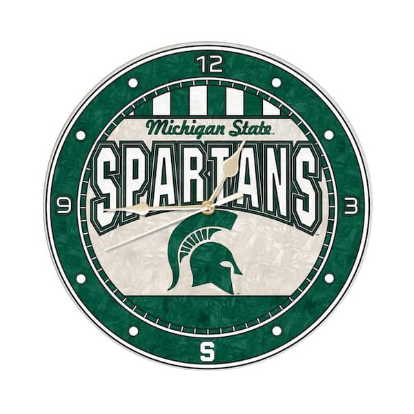 The Memory Company NCAA - 12 in. Michigan St Art Glass Clock