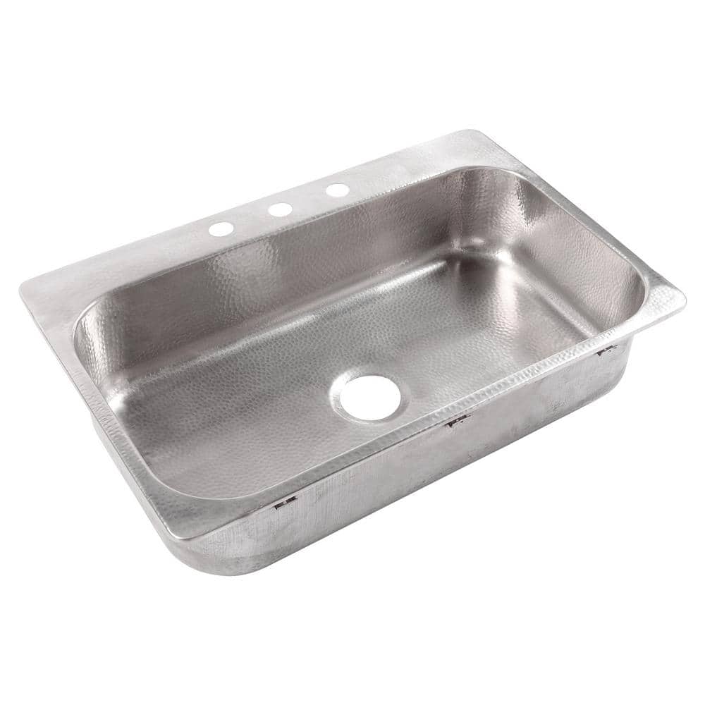 Angelico Brushed Stainless Steel 33" Single Bowl Drop-In Kitchen Sink