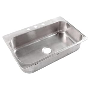 Angelico 33 in. 3-Hole Drop-In Single Bowl 18 Gauge Brushed Stainless Steel Kitchen Sink