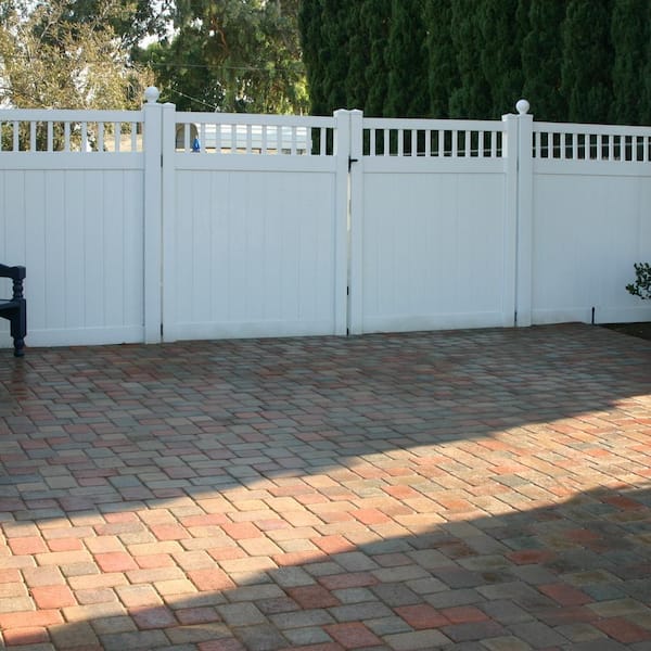 Weatherables Calgary 10.8 ft. W x 6 ft. H White Vinyl Privacy Double Fence Gate Kit