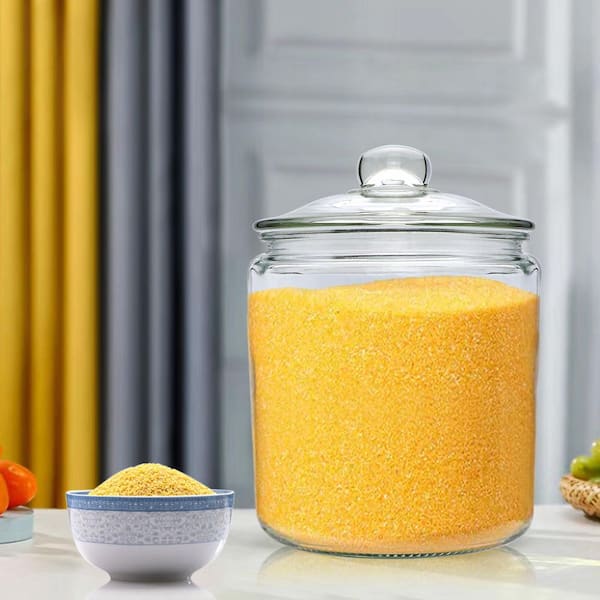 1 Piece 1 Gallon Glass Canister, Cookie Jar and Candy Jar with Airtight Lid, Large Food Storage Container