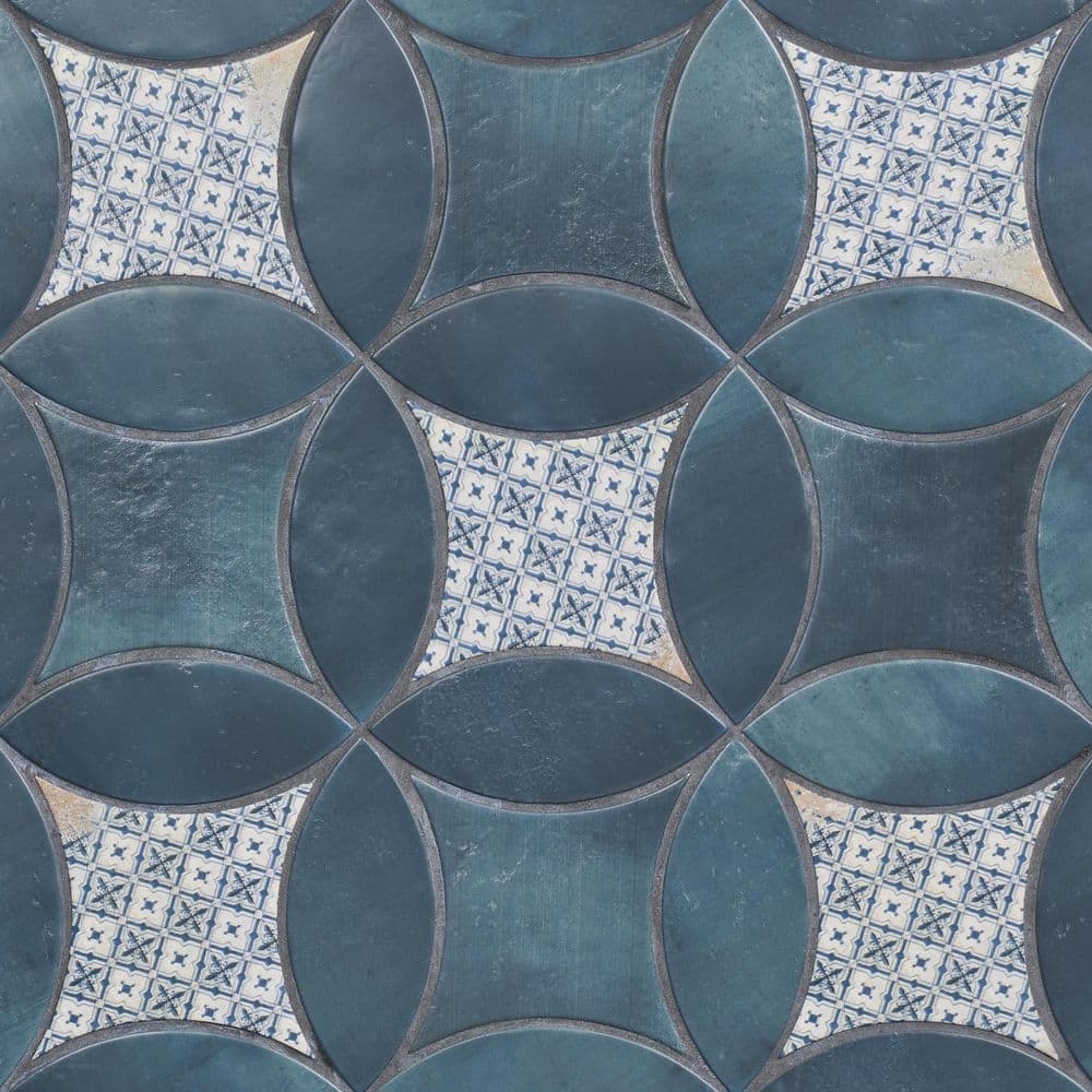 Dorel Blue Deco Juliana 3.14 in. x 0.39 in. Petal and Kite Matte Porcelain Floor and Wall Tile Sample price history on PriceWatchPro