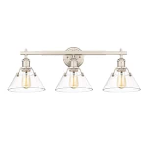 Orwell 27.25 in. 3-Light Pewter and Clear Glass Vanity Light