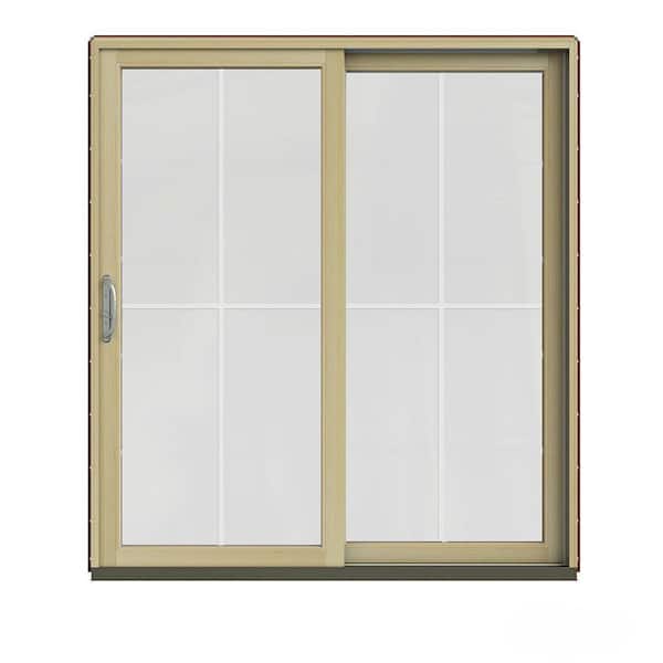 JELD-WEN 72 in. x 80 in. W-2500 Contemporary Red Clad Wood Right-Hand 4 Lite Sliding Patio Door w/Unfinished Interior