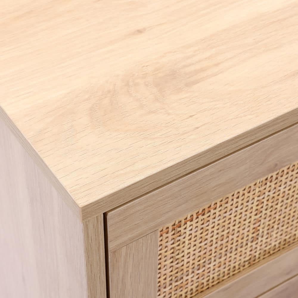 Light Oak Woodgrain Mid-Century Modern 6-Drawer Dresser