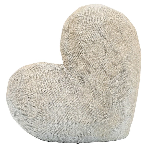 Gold 11 in. x 11 in. Ceramic Scratched Heart Sculpture