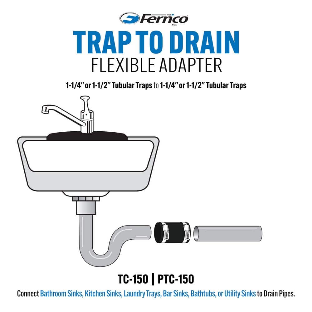 Fernco Gray PVC 1-1/4" Tubular Drain Pipe Connector