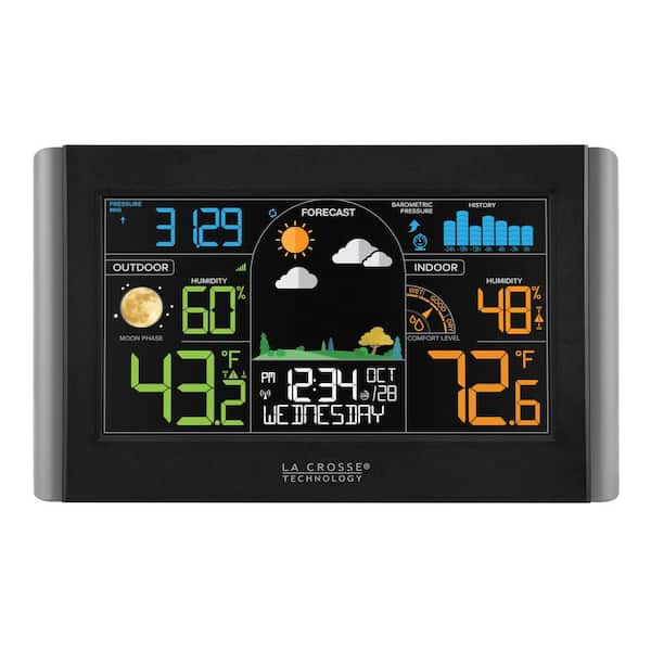 Wireless Digital Color Weather Station with Pressure Graph and Alerts