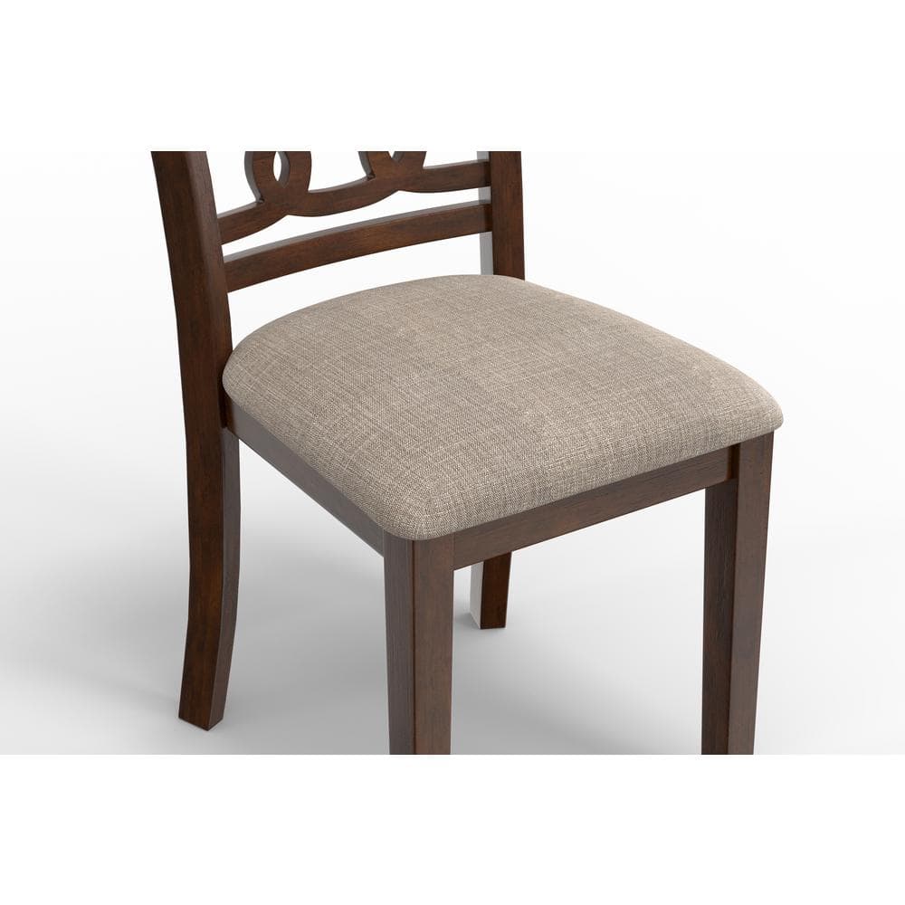 Gia 42" Round Brown Cherry Wood Dining Set with 2 Chairs