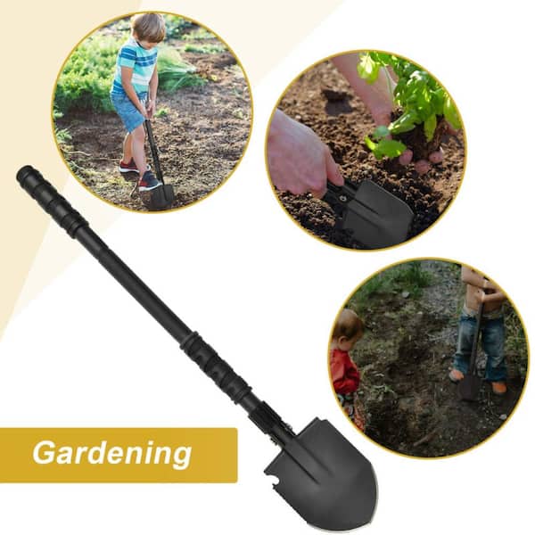 24 Inch Folding Survival Shovel with Pickaxe Saw and High Carbon
