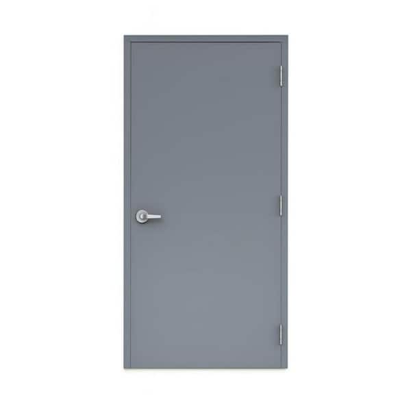 Flush Doors Series 36 in. x 80 in. Right-Handed Stainless Steel Finish Metal Commercial Door Kit w/ Frame and Hardware