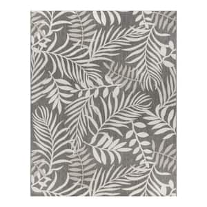 Paseo Akimbo Gray and White 8 ft. x 10 ft. Floral Indoor/Outdoor Area Rug