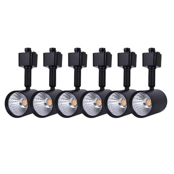 6 Pack LED Track Lighting Heads, 6.5W 3000K Warm White, Dimmable, Black, for Single Circuit H Type Track