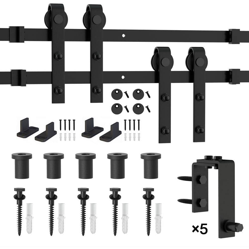 WINSOON 6 ft./72 in. Powder Coated Black HeavyDuty Bypass Double Door