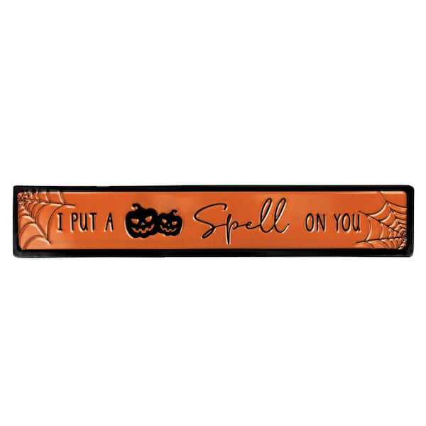 20 in. Orange and Black "I Put a Spell on You" Halloween Wall Sign