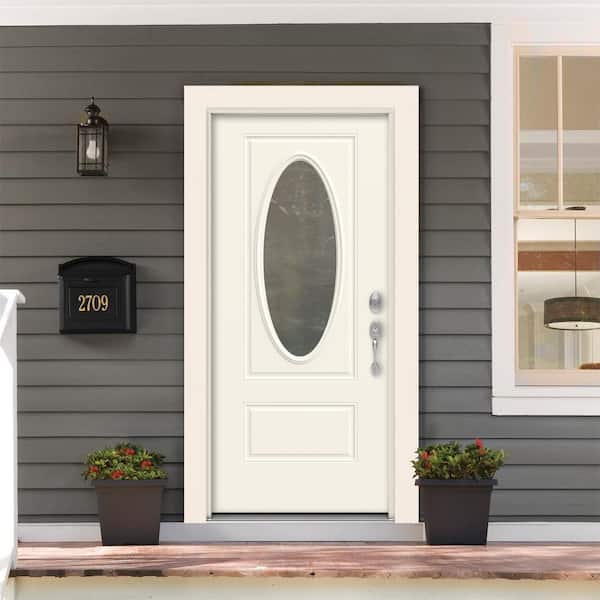 JELD-WEN 36 in. x 80 in. 1 Panel 3/4 Lite Oval Right-Hand