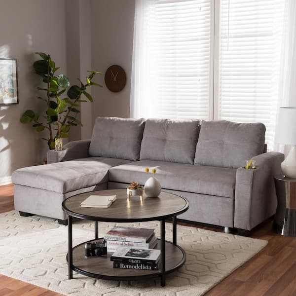 Baxton Studio Lianna 2 Piece Light Gray Fabric 4 Seater L Shaped