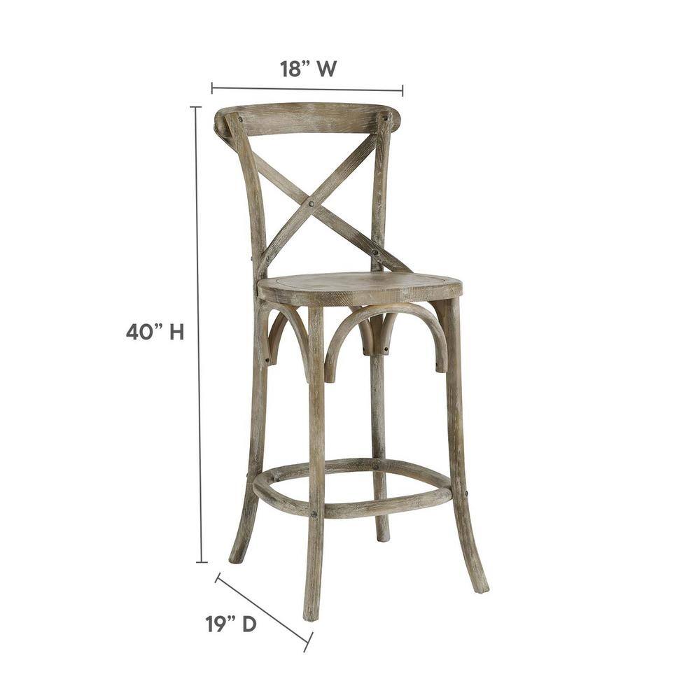 Farmhouse Charm Modern Gray Elm Wood Counter Stool