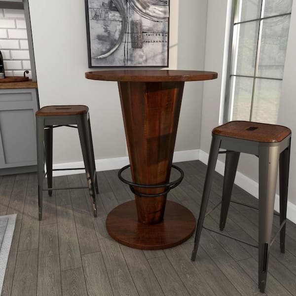 Litton Lane Brown Bar Height Dining Table with Foot Rest