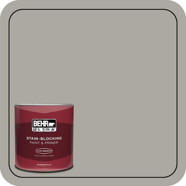 BEHR ULTRA 1 qt. #N360-3 Still Gray Extra Durable Flat Interior Paint & Primer