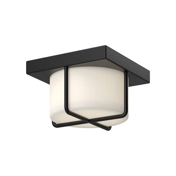 KUZCO Regalo 7 in. 1 Light 13-Watt Black/Opal Glass Integrated LED Flush Mount