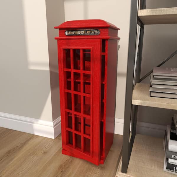 Litton Lane 2 Shelf Wood Stationary Red London Telephone Booth Litton Lane 2 Shelf Wood Stationary Red London Telephone Booth