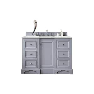 De Soto 48 in. W x 23.5 in. D x 36.3 in. H Bathroom Vanity in Silver Gray with Ethereal Noctis Quartz Top