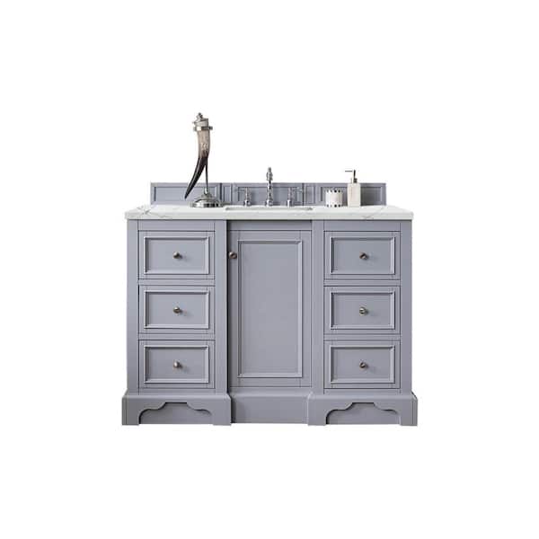 James Martin Vanities De Soto 48 in. W x 23.5 in. D x 36.3 in. H Bathroom Vanity in Silver Gray with Ethereal Noctis Quartz Top