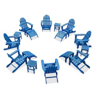 Icon Royal Blue 16-Piece Plastic Adirondack Patio Conversation Set