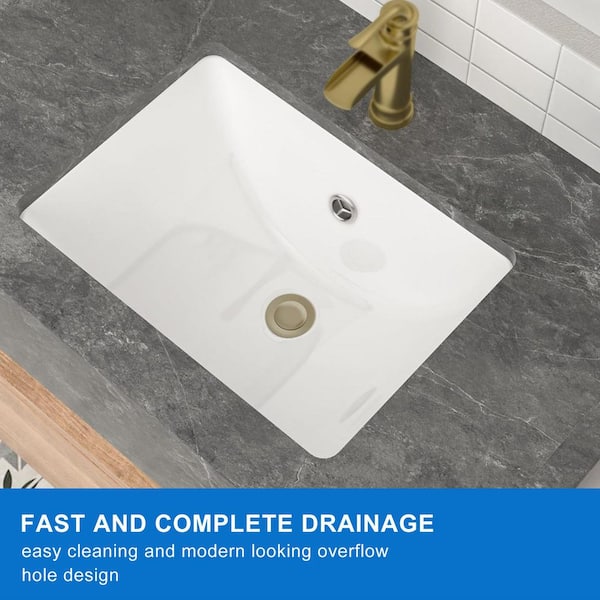 Tahanbath 19.7 in. x 14 in. White Ceramic Rectangular Undermount