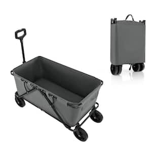 6 cu. ft. Metal Wagon Garden Cart with Adjustable Handlebar Bottle Holders & Storage Pocket Grey