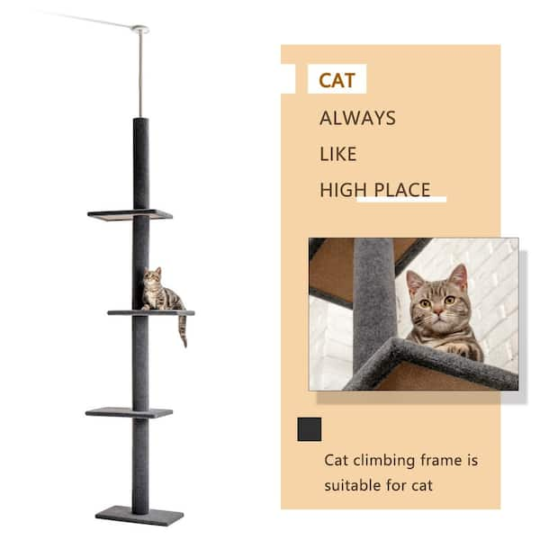 cenadinz Small Cats 89.8 in Three Tier Floor-to-Ceiling Cat Tree