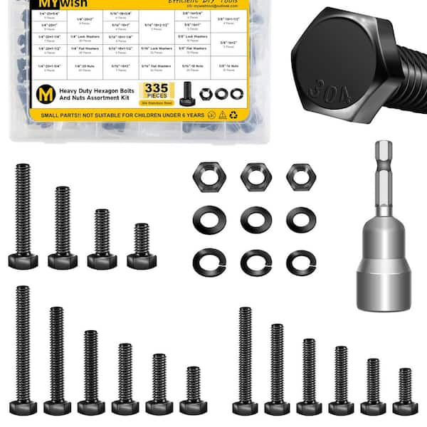 MYWISH 355-Piece Stainless Steel Nuts and Bolts Assortment Kit